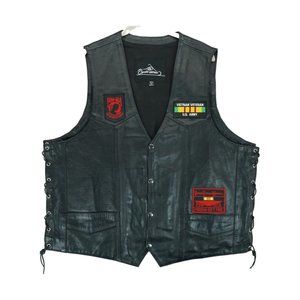 Vintage Cycle Leather Motorcycle Vest w Patches Vietnam Veteran Biker‎ Sz 4XL